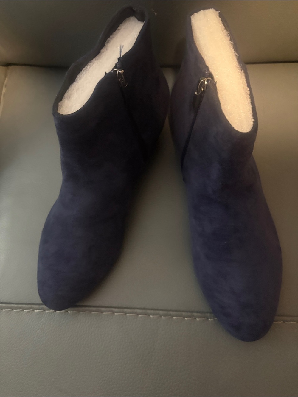 Women's  navy Suede Ankle Booties with Side Zip